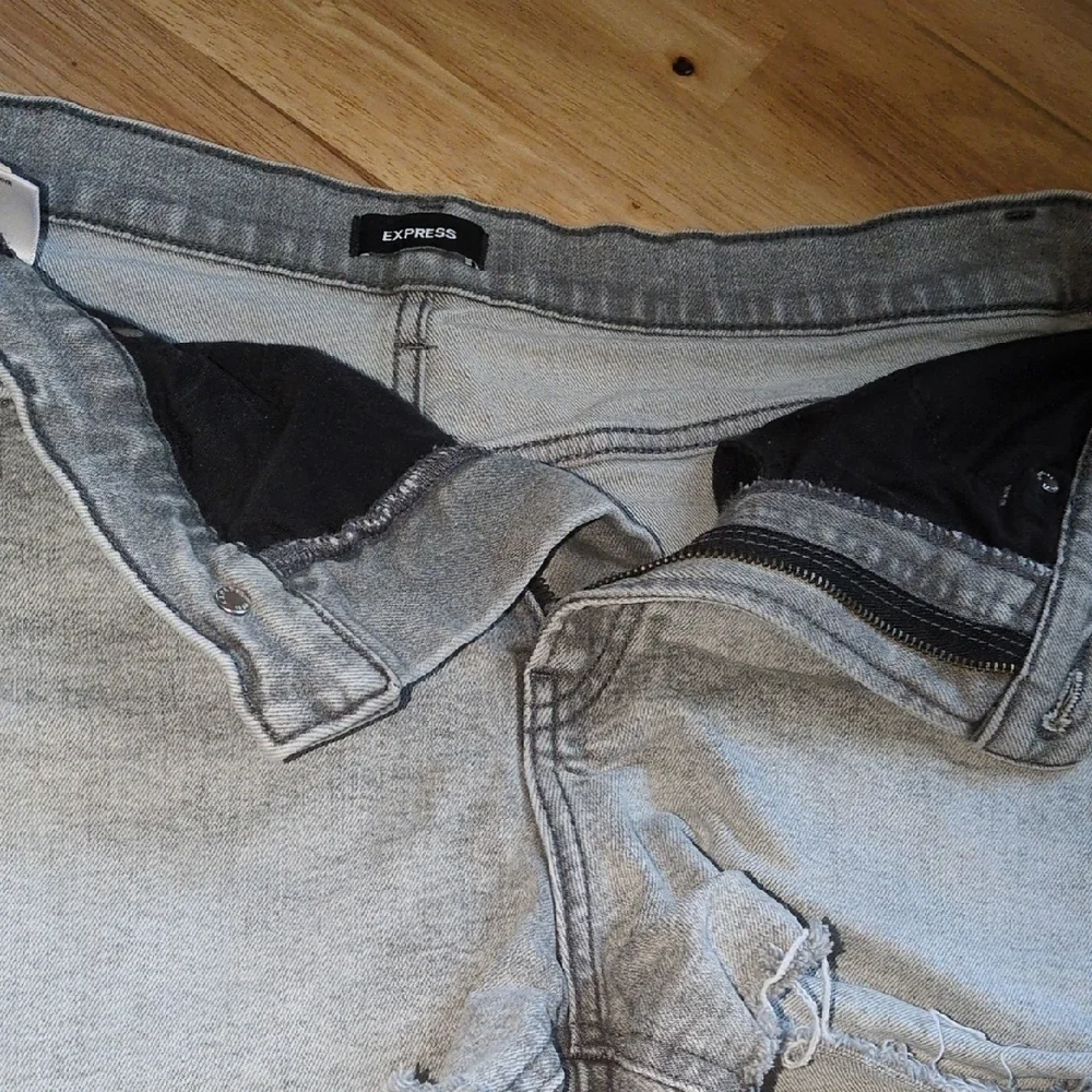 Express Light Blue Distressed Jean Shorts